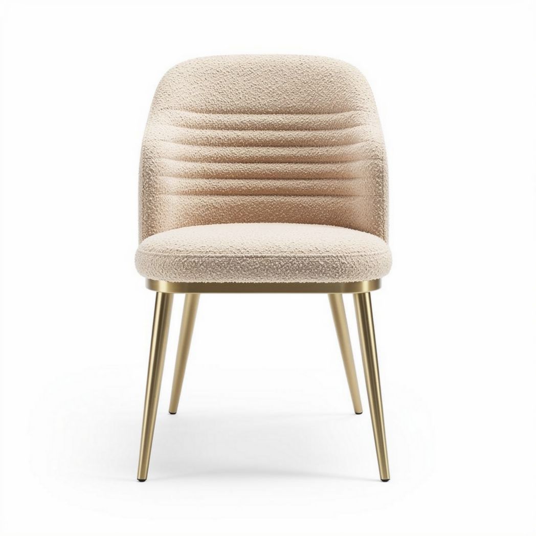 Upholstered dining chair with gold metal legs in beige color 45 x 50 x 80cm