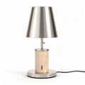Wood and stainless steel table lamp for home or office use 25 x 25 x 40cm