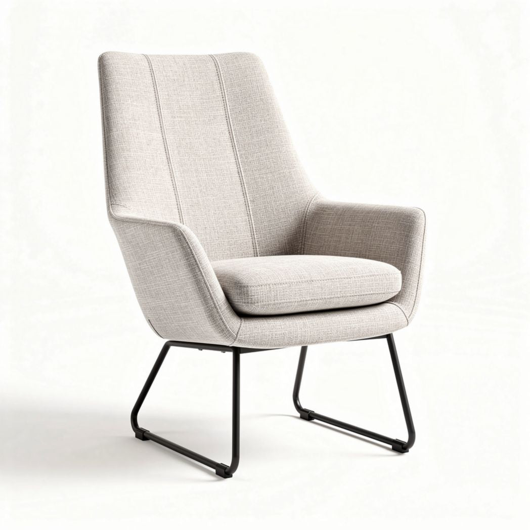 Modern upholstered accent chair with metal legs in light gray 80 x 70 x 90cm
