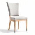 Upholstered dining chair in light gray fabric with wood legs 45 x 50 x 90cm