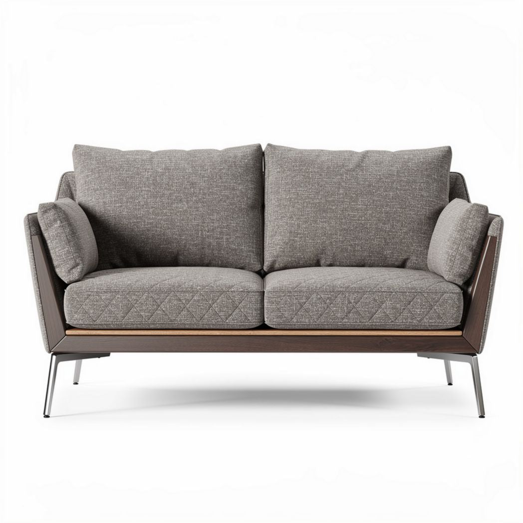 Mid-century modern gray fabric sofa with wood frame suitable for living room 180 x 85 x 75cm