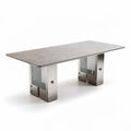 Metal and stone coffee table with rectangular top and industrial design 150 x 75 x 40cm